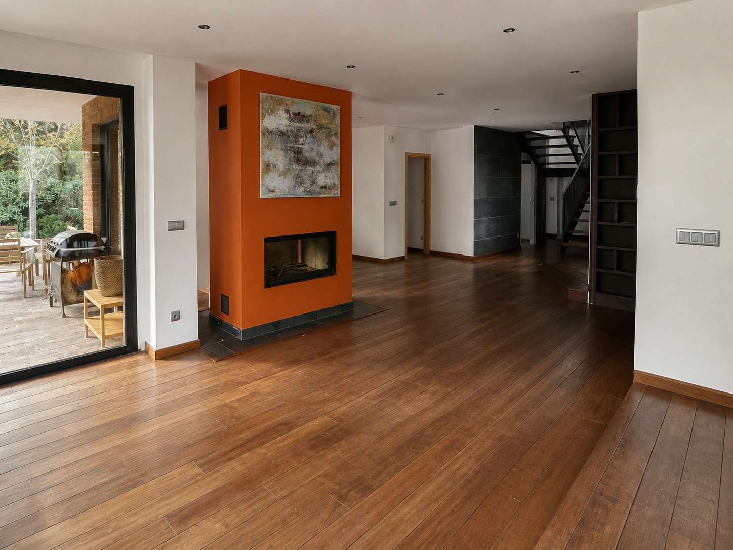 Salón de vivienda unifamiliar en Boadilla del Monte antes de la reforma integral